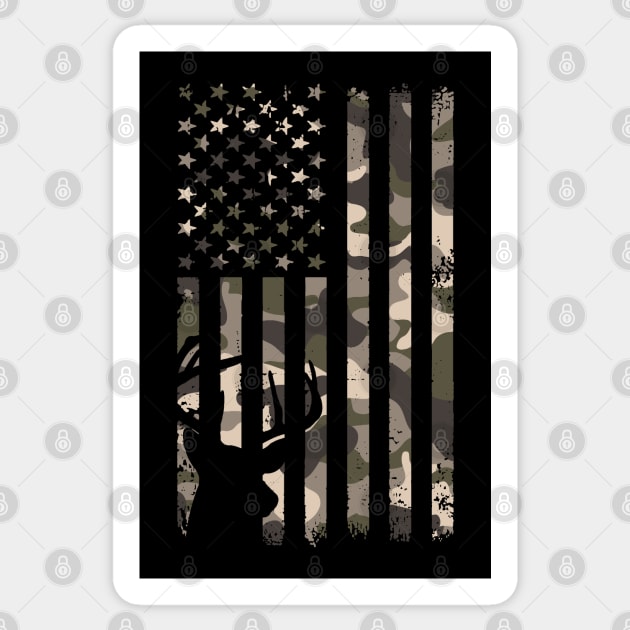 Deer Hunting Camouflage American Flag Sticker by Etopix